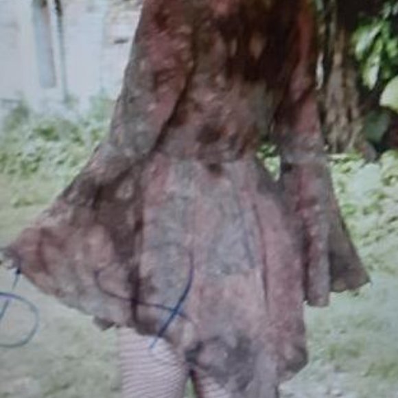 Grunge Tie Dye Hanky Hem Mesh Dress Without Belt - Picture 5 of 5